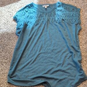 Maurices Teal Ribbed Short Sleeve Top